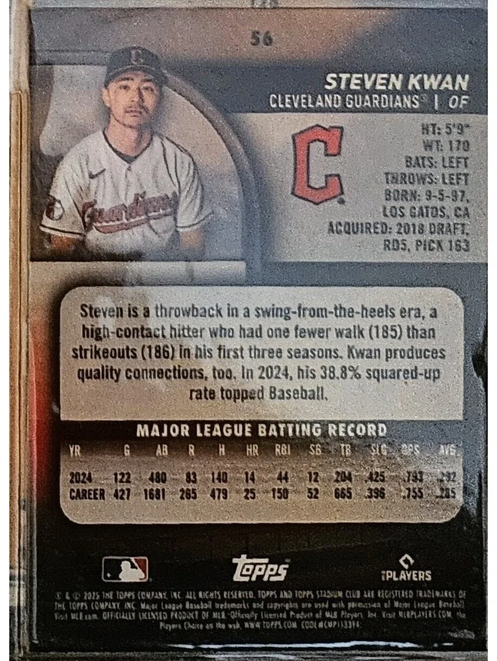 Steven Kwan [Sepia insert] #56 2025 Topps Stadium Club - Cleveland Guardians